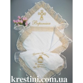Крыжма утеплённая  для девочки "Крем-роза"